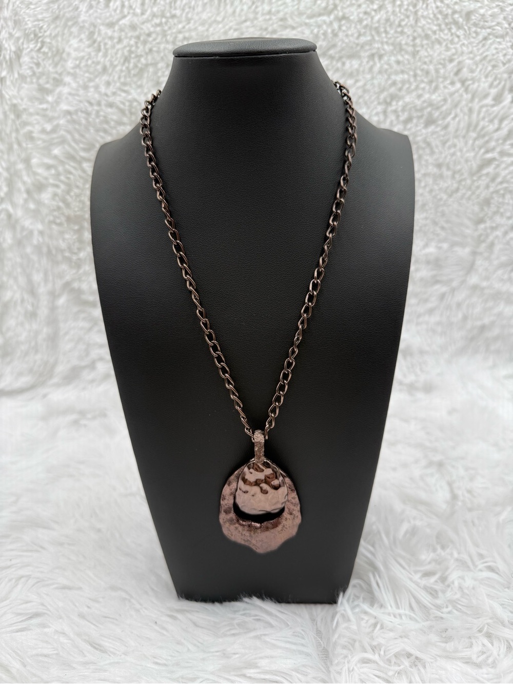 Dana Buchman Copper Tone Hammered Teardrop Pendant Necklace
